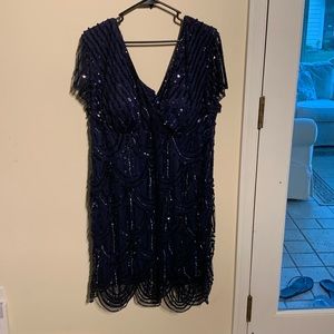 Navy blue sequin cocktail dress